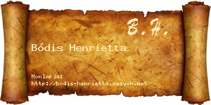 Bódis Henrietta névjegykártya